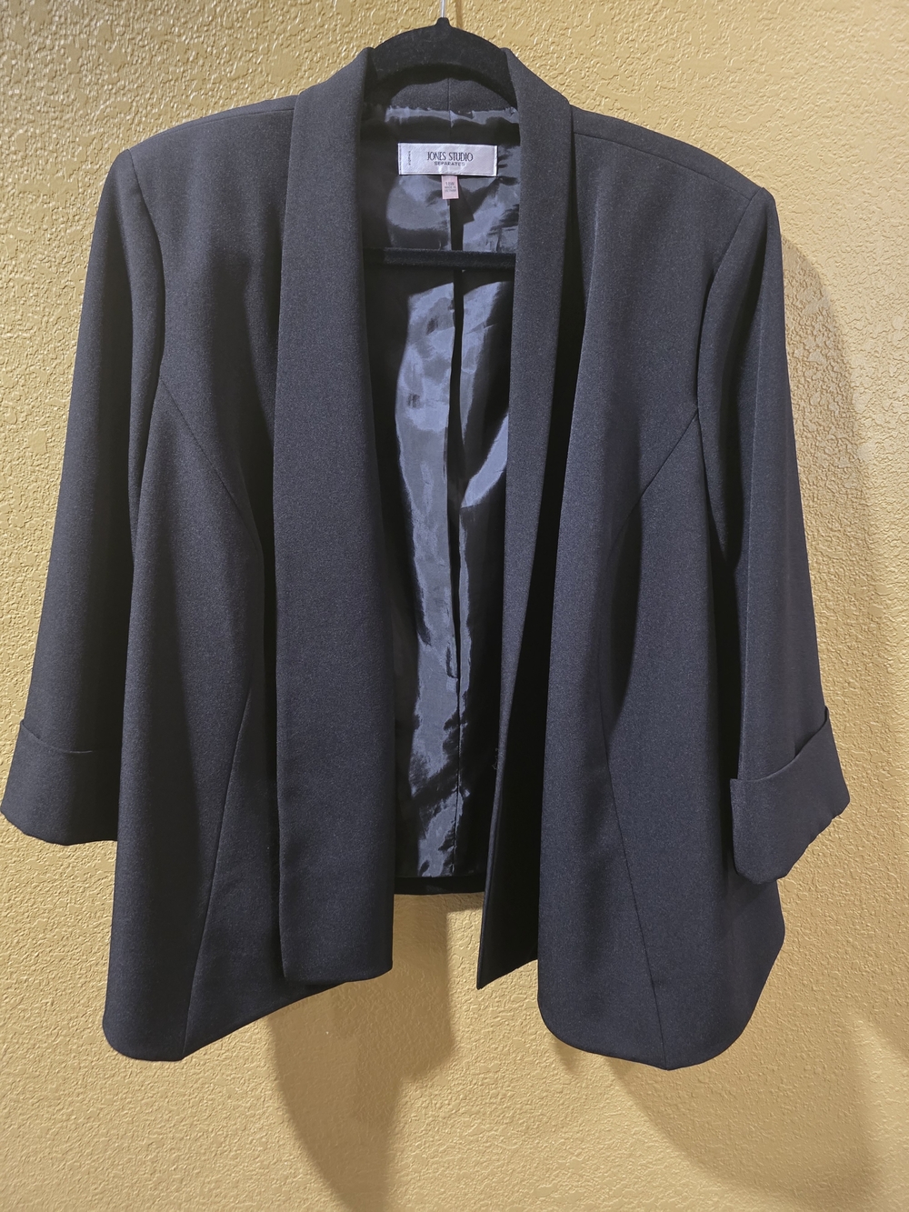 Jones Studio Black Open-Front Draped Blazer